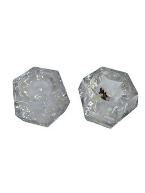 Hexagon Shaped Clear Glass Candle Holders Taper Candles Set Of 2